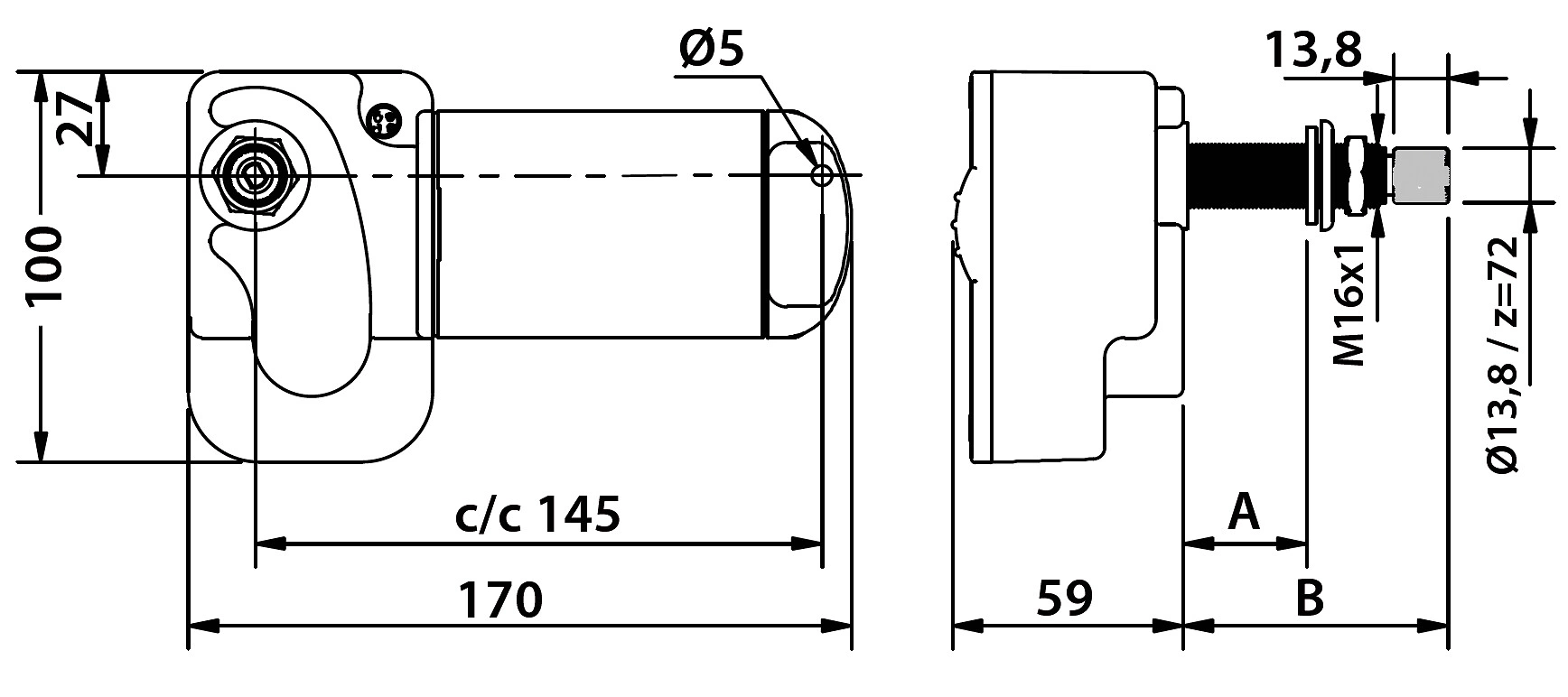 Tuulilasinpyyhkijän moottori W12 12V / 94 mm