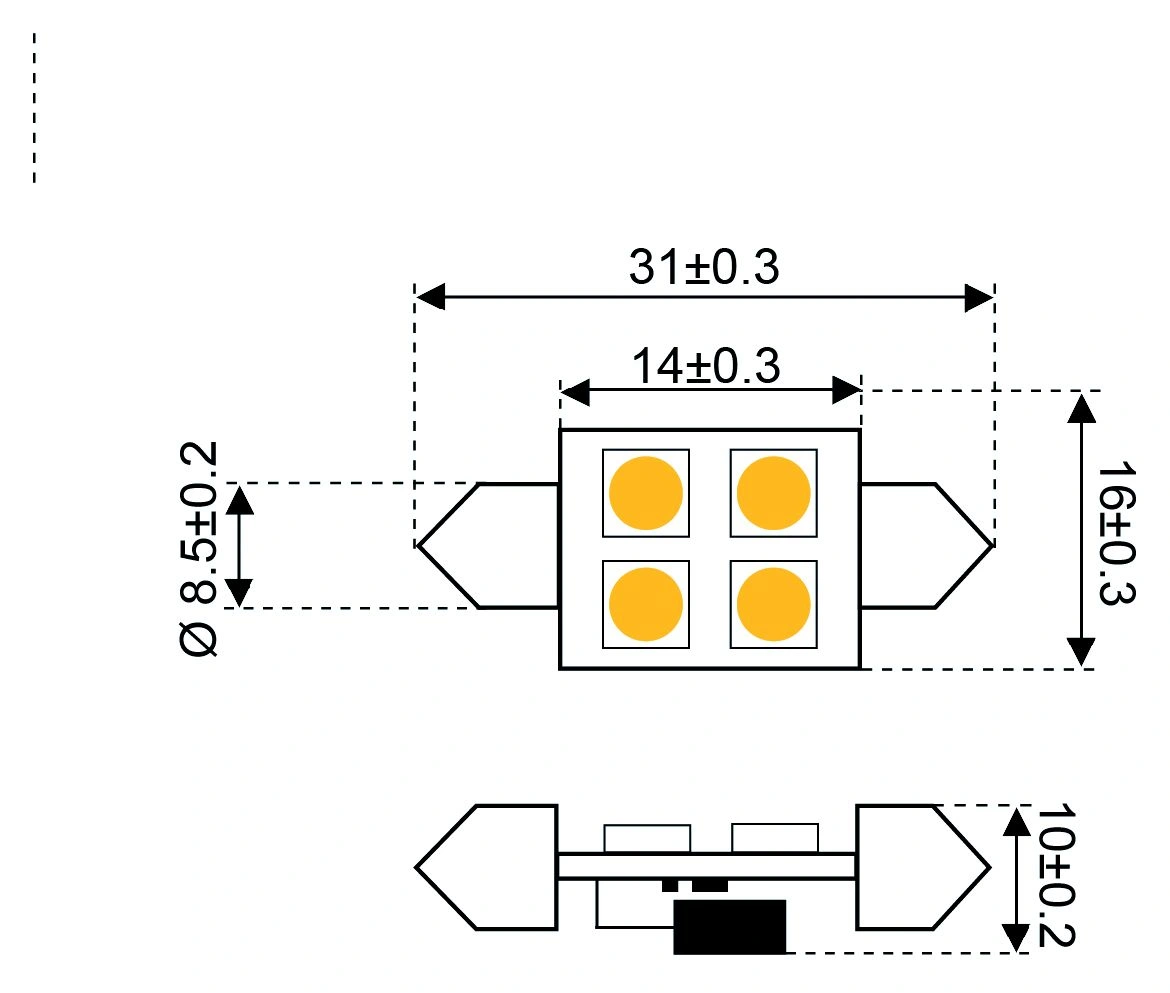 S-LED 4 FESTOON 10-30V 31MM