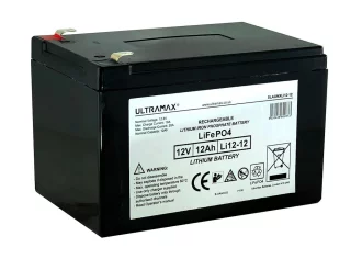 Ultramax LiFePO4 akku 12V 12Ah. IP65.