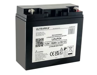 Ultramax LiFePO4 akku 12V 18Ah. IP65.